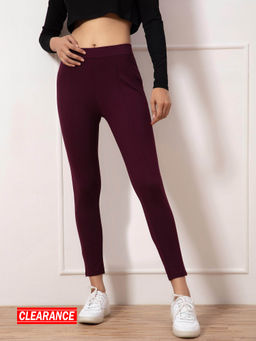 Twenty Dresses by Nykaa Fashion - Wine Solid Skinny Jeggings