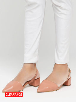 Twenty Dresses by Nykaa Fashion - Pink Pointed Toe Buckle Slingback Block Heels