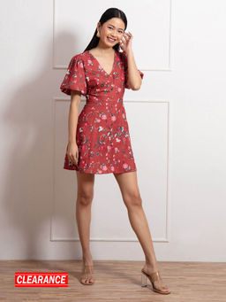 Twenty Dresses by Nykaa Fashion - Multi Color Printed V Neck Mini Dress