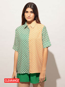 Twenty Dresses by Nykaa Fashion - Basics Green Yellow Floral Dual Tone Shirt