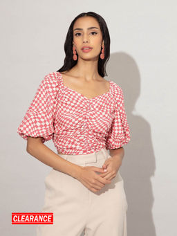 Twenty Dresses by Nykaa Fashion - Pink Geometric Printed Crop Top