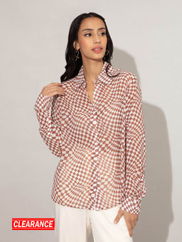 Twenty Dresses by Nykaa Fashion - Brown Geometric Printed Casual Shirt