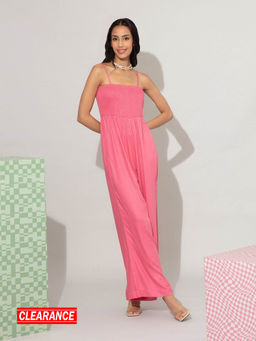 Twenty Dresses by Nykaa Fashion - Pink Solid Wide Leg Jumpsuit
