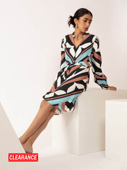 Twenty Dresses by Nykaa Fashion - Work Multicolor Graphic Print Knee Length Dress
