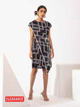 Twenty Dresses by Nykaa Fashion - Work Black And White Asymmetrical Dress