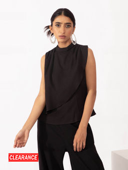 Twenty Dresses by Nykaa Fashion - Work Black Solid High Neck Wrap Top