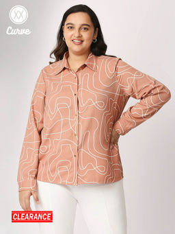 Twenty Dresses by Nykaa Fashion - Curve Light Brown Abstract Work Shirt