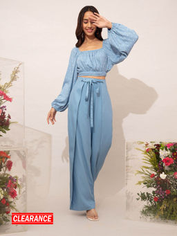 Twenty Dresses by Nykaa Fashion - Light Blue Wide Leg Pants