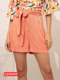 Twenty Dresses by Nykaa Fashion - Coral Belted Shorts