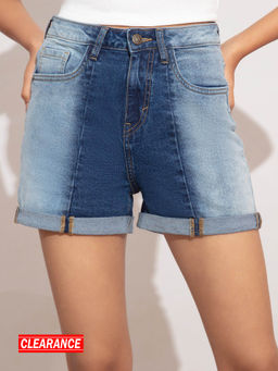 Twenty Dresses by Nykaa Fashion - Blue Dual Tone Denim Shorts