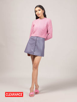 Twenty Dresses by Nykaa Fashion - Pink Solid High Neck Short Sweater