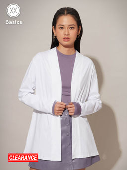 Twenty Dresses by Nykaa Fashion - Basics White Solid Front Open Longline Shrug