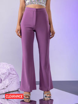 Twenty Dresses by Nykaa Fashion - Purple Solid High Rise Bootcut Pants