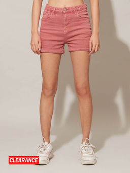 Twenty Dresses by Nykaa Fashion - Rust Folded Denim 5 Pocket Shorts