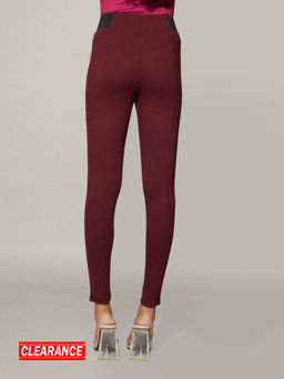 Twenty Dresses by Nykaa Fashion - Basics Wine Solid Fitted Jeggings