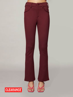Twenty Dresses by Nykaa Fashion - Basics Wine Solid Fit And Flare Jeggings
