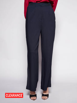 Twenty Dresses by Nykaa Fashion - Navy Blue Wide Leg High Waist Pants