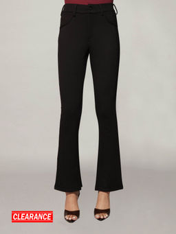 Twenty Dresses by Nykaa Fashion - Basics Black Solid Flared Jeggings