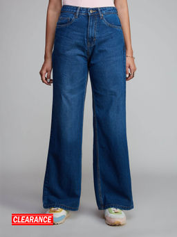 Twenty Dresses by Nykaa Fashion - Cindy Blue High Waist Wide Leg Denim