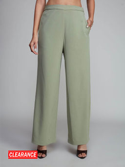 Twenty Dresses by Nykaa Fashion - Sage Green Mid Waist Pants
