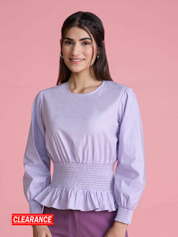 Twenty Dresses by Nykaa Fashion - Lilac Solid Peplum Top