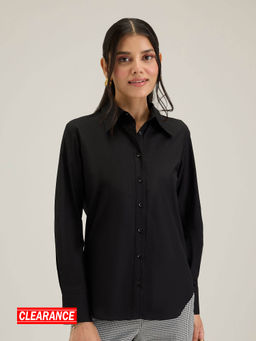Twenty Dresses by Nykaa Fashion - Work Black Solid Full Sleeves Shirt