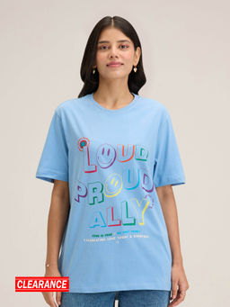 Twenty Dresses by Nykaa Fashion - Basics Blue Graphic Abstract Printed Pride Tshirt