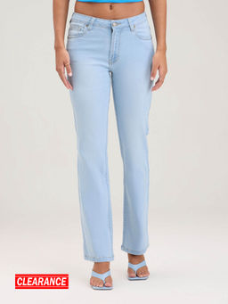 Twenty Dresses by Nykaa Fashion - Madonna Light Blue Mid Waist Straight Fit Denim