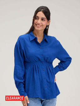 Twenty Dresses by Nykaa Fashion - Blue Full Sleeves Solid Shirt