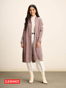 Twenty Dresses by Nykaa Fashion - Grey Solid Open Front Longline Cardigan