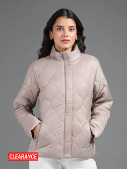 Twenty Dresses by Nykaa Fashion - Grey Solid High Neck Quilted Puffer Jacket