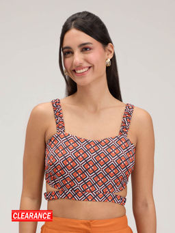 Twenty Dresses by Nykaa Fashion - Multicolor Geometric Print Sweetheart Neck Crop Top