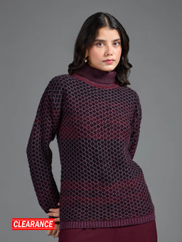 Twenty Dresses by Nykaa Fashion - Multicolor Textured Turtle Neck Sweater