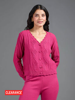 Twenty Dresses by Nykaa Fashion - Pink Solid V Neck Cardigan