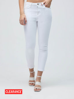 Twenty Dresses by Nykaa Fashion - Marilyn White Solid Slim Fit Ankle Length Jeans
