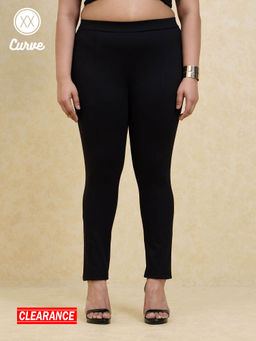 Twenty Dresses by Nykaa Fashion - Curve Black Solid High Waist Skinny Jeggings