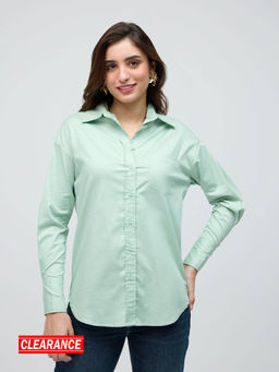 Twenty Dresses by Nykaa Fashion - Mint Green Solid Drop Sleeves High Low Hem Shirt