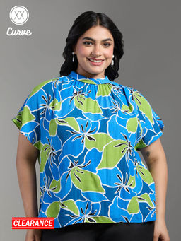 Twenty Dresses by Nykaa Fashion - Curve Multi-Color Floral Print High Neck Top