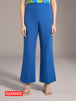 Twenty Dresses by Nykaa Fashion - Blue Solid High Rise Flared Pants