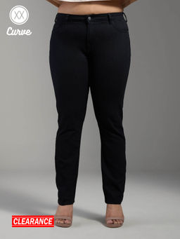 Twenty Dresses by Nykaa Fashion - Curve Marilyn Black Solid High Waist Slim Fit Denim Jeans