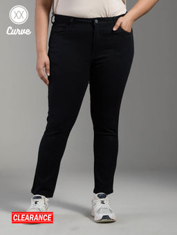 Twenty Dresses by Nykaa Fashion - Curve Brigitte Black Solid Ankle Length Skinny Fit Denim Jeans