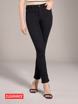 Twenty Dresses by Nykaa Fashion - Marilyn Black Solid High Waist Slim Fit Denims