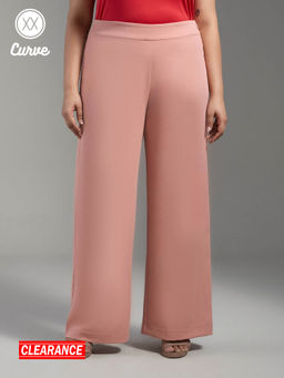 Twenty Dresses by Nykaa Fashion - Curve Salmon Pink Wide Leg High Waist Work Trousers