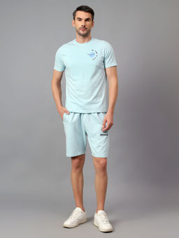 Cantabil - Men Sky Blue Printed Co-Ord (Set of 2)