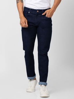 Spykar - Men Raw Blue Cotton Stretch Comfort Fit Straight Length Jeans (Ricardo)