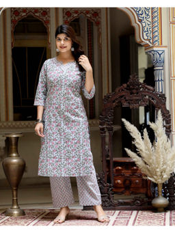 Doriyaan - Womens Blue Cotton Printed Kurta and Palazzo (Set of 2)