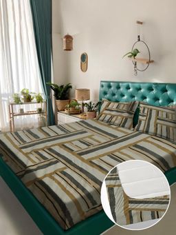 Rosara Home - Olive 180 TC Fitted Bedsheet with 2 Pillow Covers (King)