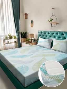 Rosara Home - Multi-Color Floral 180 TC Fitted Bedsheet with 2 Pillow Covers (King)