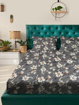 Rosara Home - Multi-Color Floral 180 TC Flat 1 Bedsheet with 2 Pillow Covers (Queen)