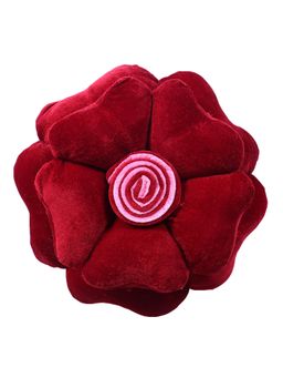 Kuber Industries - Rose Flower Shaped Pair Soft & Decorative Cushions Red (Pack of 2) (One Size)